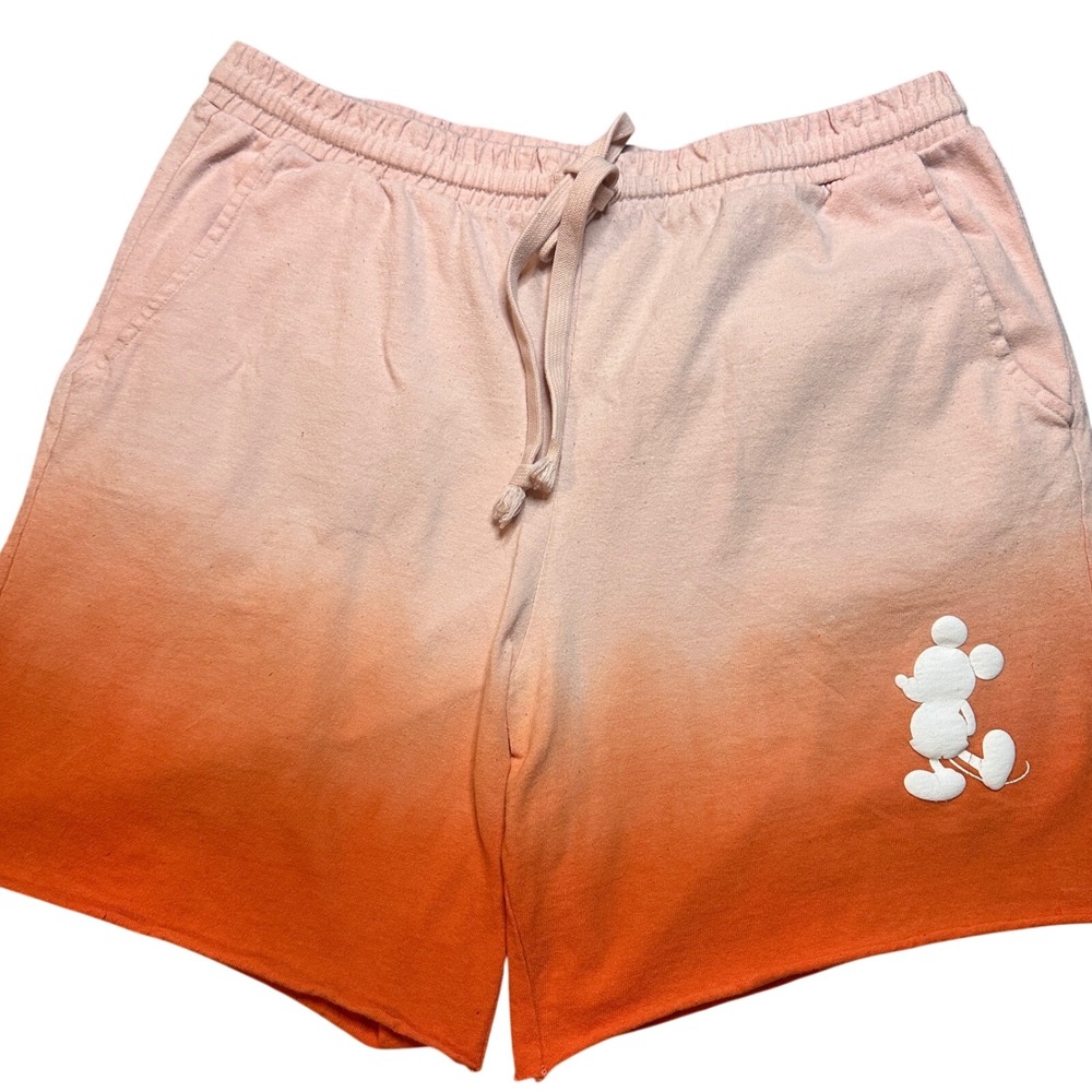 Disney Spirit Jersey Mickey Mouse Orange Ombré Shorts‎ 100% Cotton Men's Large